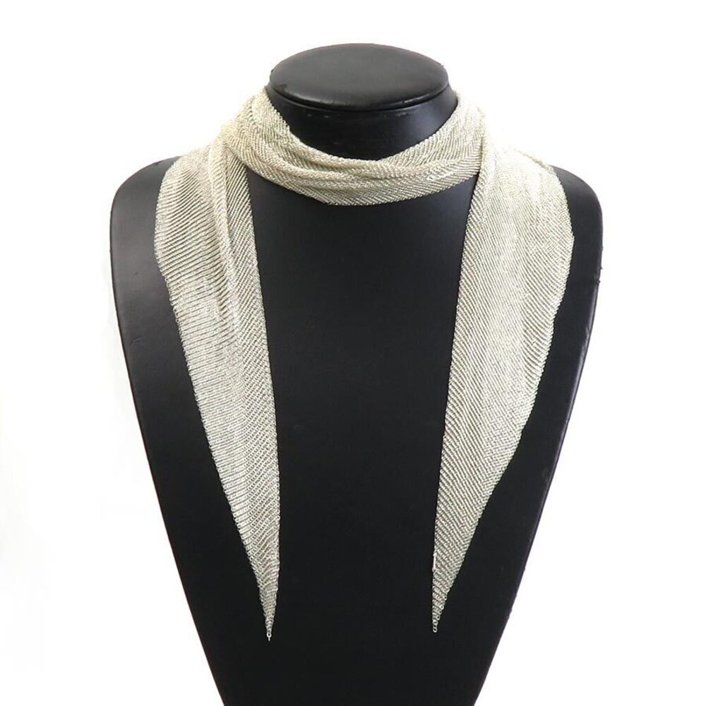 Tiffany Mesh Scarf Necklace Silver